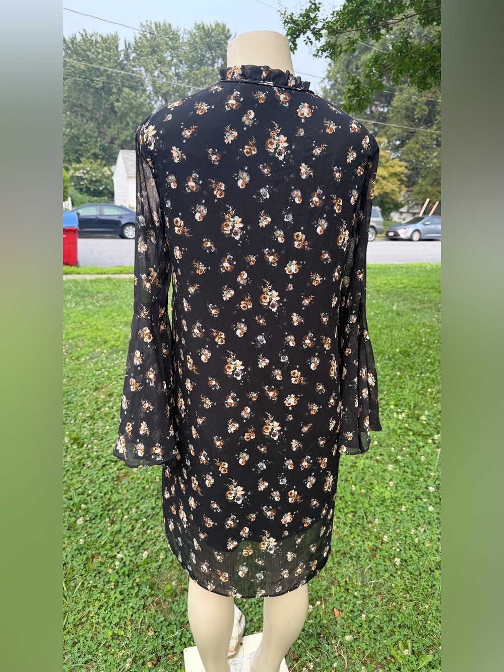 Philosophy Black Floral Tie-Neck Mini Dress - Picture 2 of 3